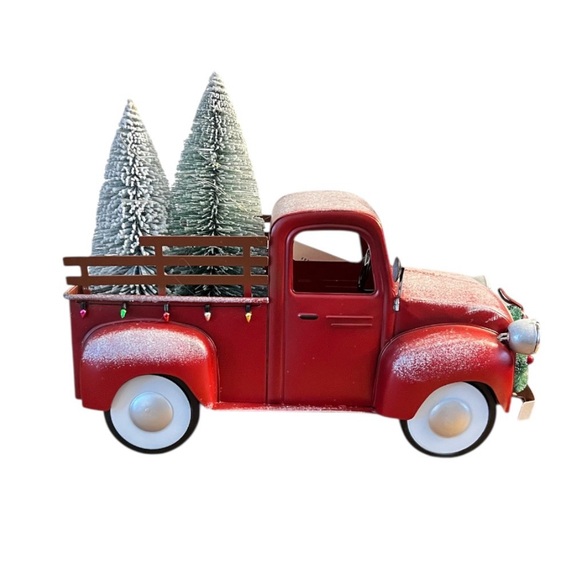 NWT Festive Voice Light Up Red Vintage Truck Christmas Decor w/ Trees - Picture 14 of 14